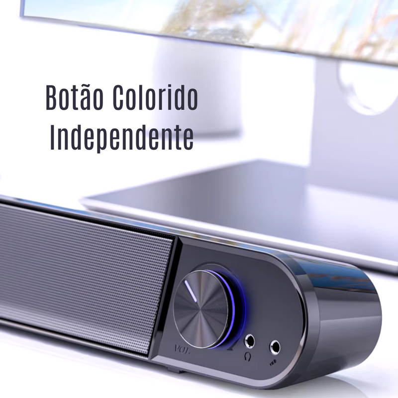 Alto-Falante de Computador com Microfone - Barra de Som USB com Subwoofer Integrado