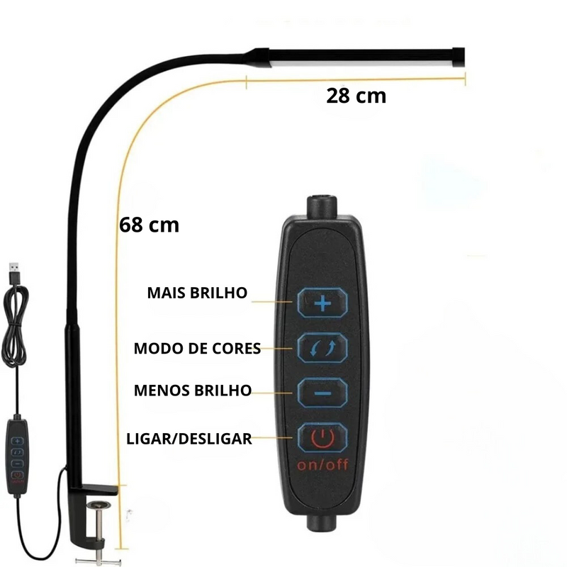 Lâmpada de Mesa LED com Haste Dupla ou Simples Ajustável