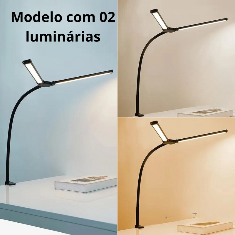 Lâmpada de Mesa LED com Haste Dupla ou Simples Ajustável