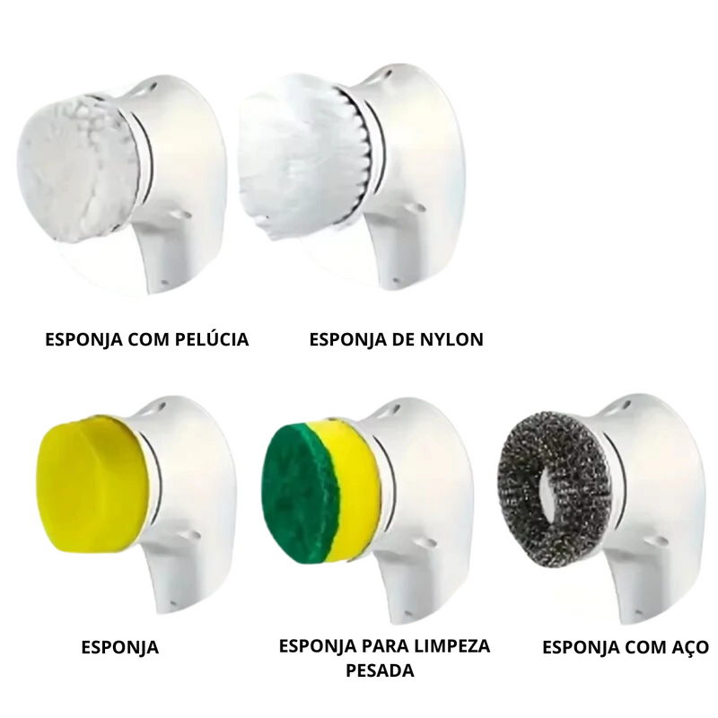 Escova de Limpeza Rotativa Elétrica e Recarregável